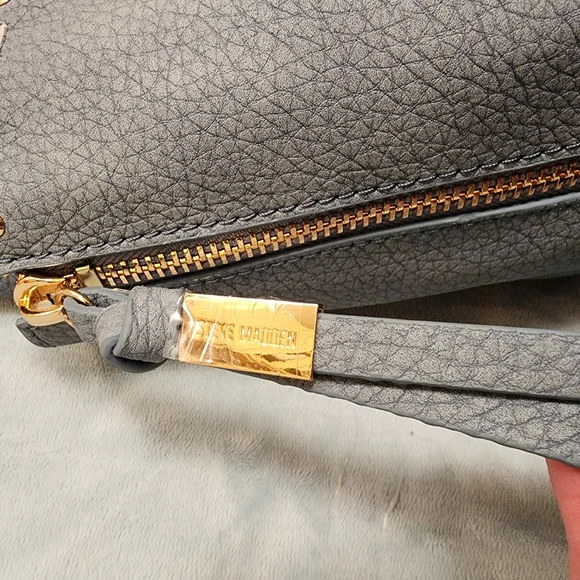 Steve Madden Handbag with Embroidered Guitar Strap Purse Bag New Blue Leather - Picture 8 of 17